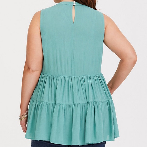 Seafoam Green hi-lo Surplice Tunic - Torrid - Picture 2 of 5
